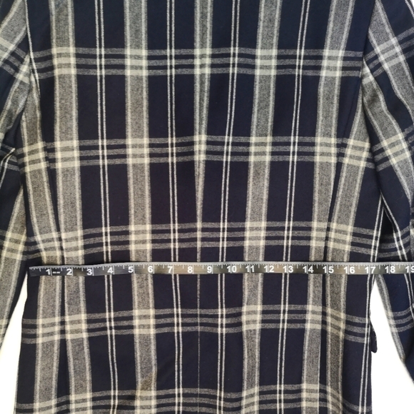 80s vintage window pane plaid oversized double-breasted NAVY/WHITE wool jacket - Picture 11 of 15